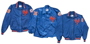 Lot of (3) Mel Stottlemyre Game Worn and Signed New York Mets Dugout Jackets (Stottlemyre LOA)